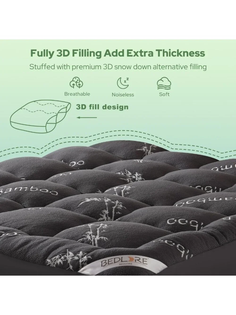 Thick Pillow Top Queen Mattress Topper - Soft, Comfortable, Supportive Pad